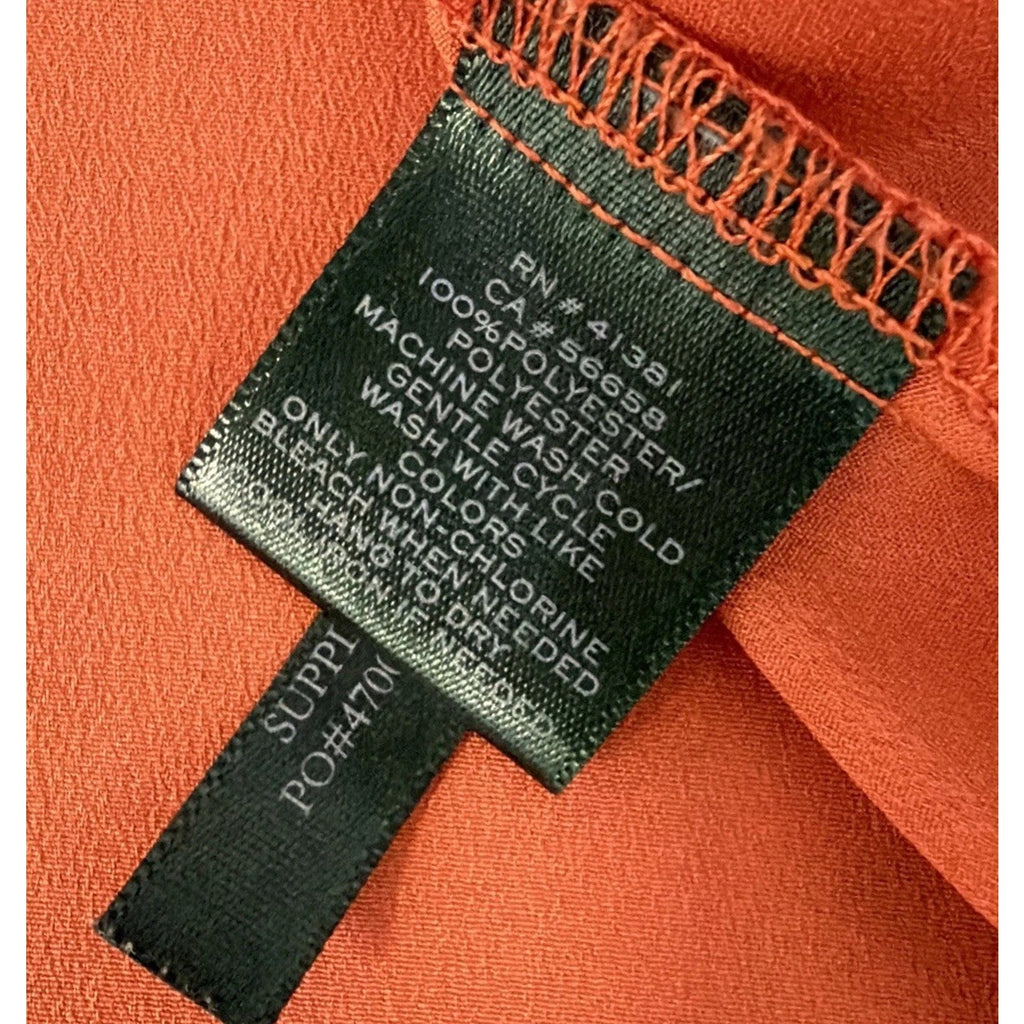 Lauren Ralph Lauren Shirt Women Size 12 Orange Tank Top Sleeveless V Neck Blouse