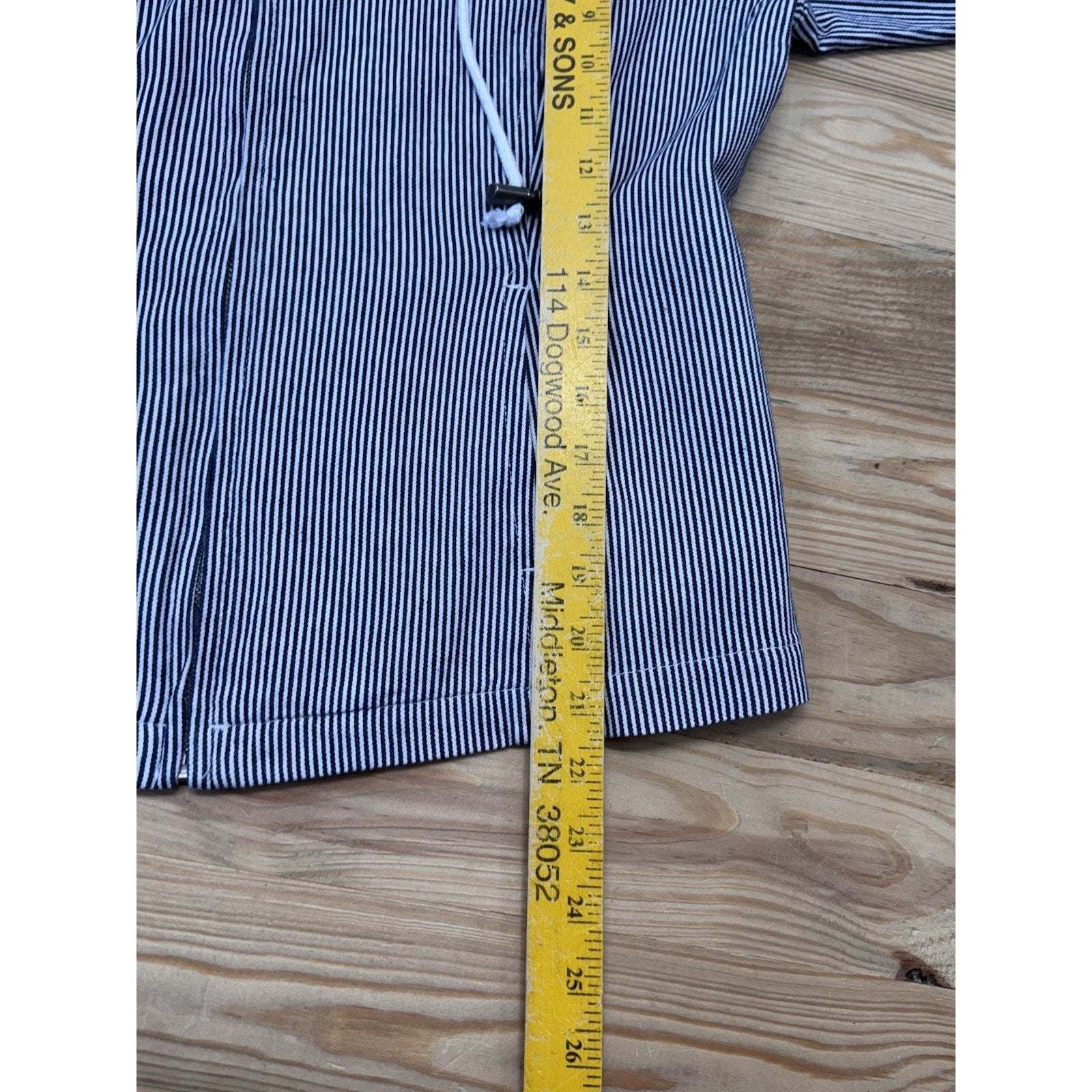AMI Jacket Lightweight Jacket Black White Striped Zip Roll Tab Sleeve Women’s L