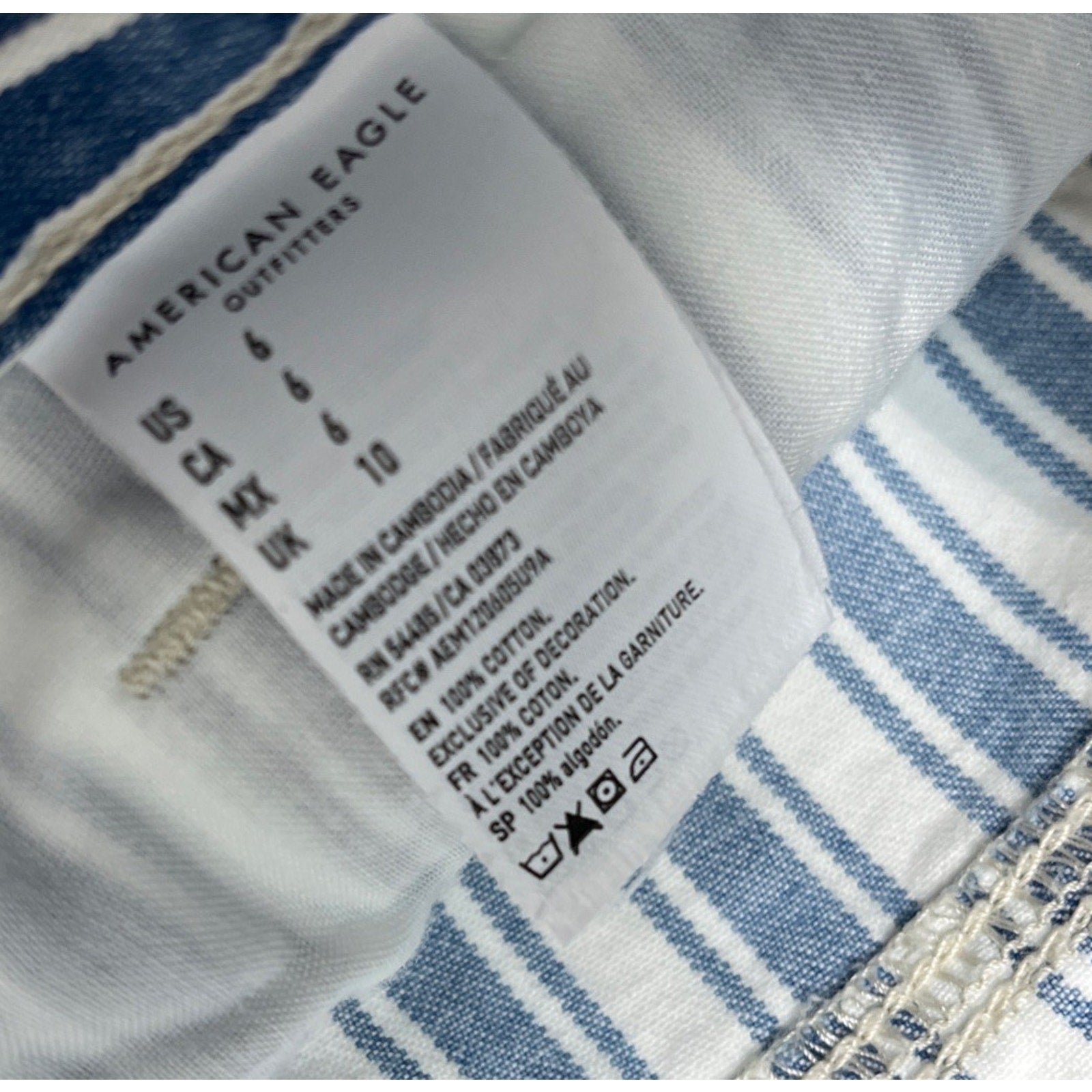 American Eagle Mom Jean Shorts Womens 6 Striped Cotton Denim