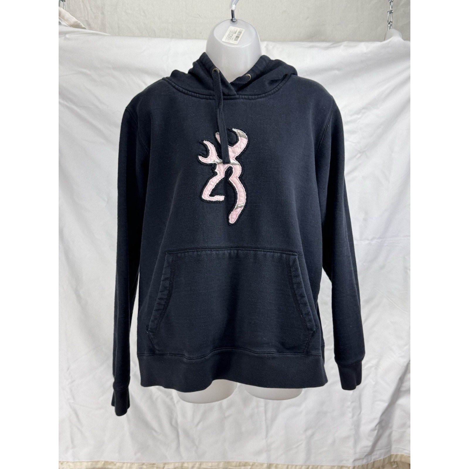 Browning Ladies Black Hoodie - Realtree Pink Camo Buckmark Sweatshirt Camouflage