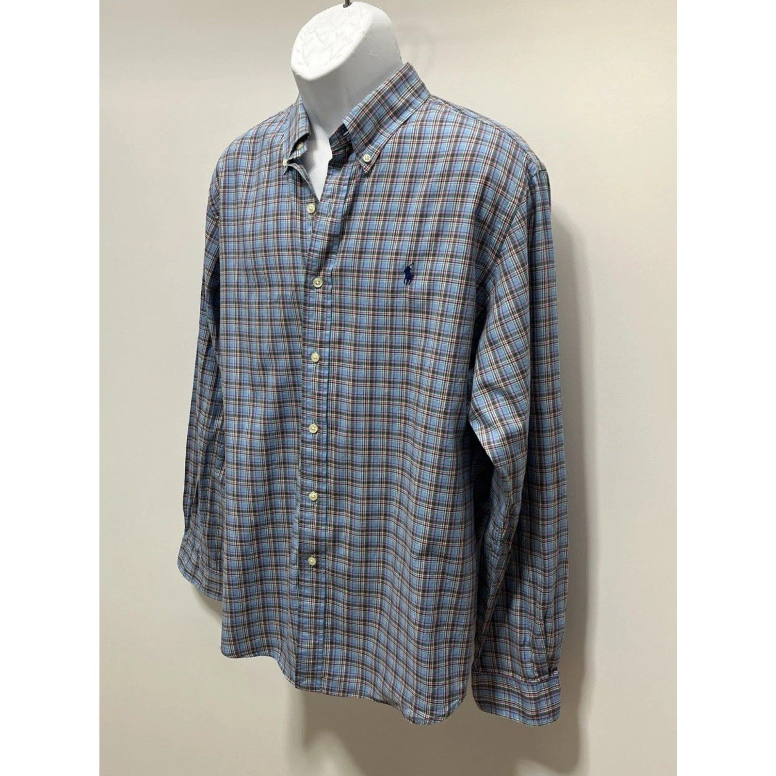 Ralph Lauren Button Down Shirt Long Sleeve Plaid Mens XL