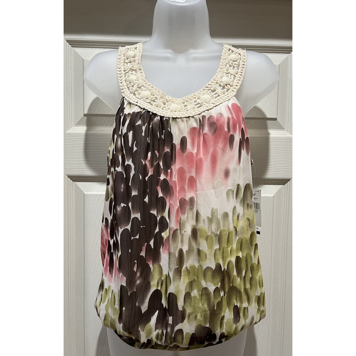 NWT B-wear Byer Women Sleeveless Top Blouse Halter Size L Crochet Neckline
