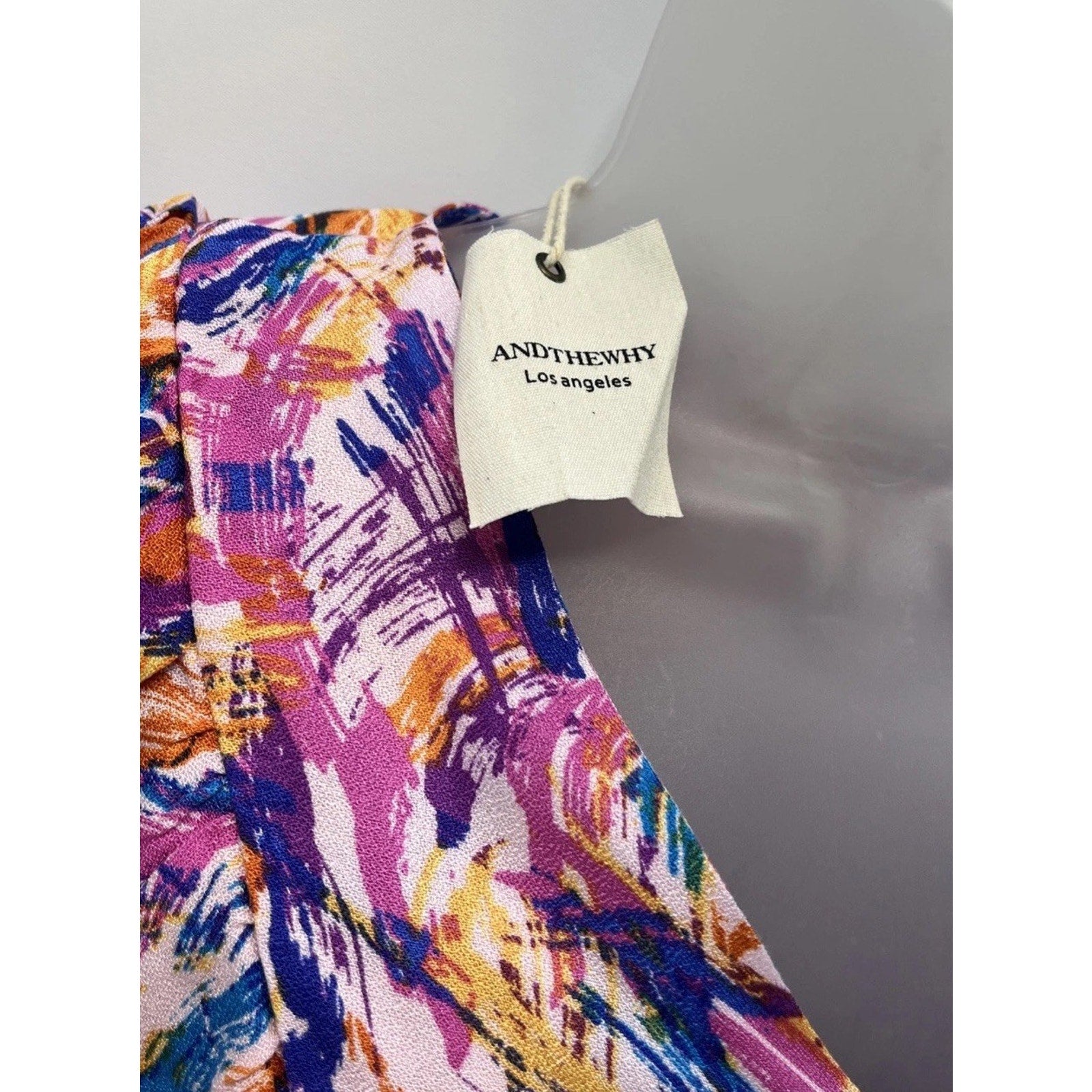 NWT Andthewhy LA Multicolor Half sleeve Multi Color Abstract Artsy Blouse Top