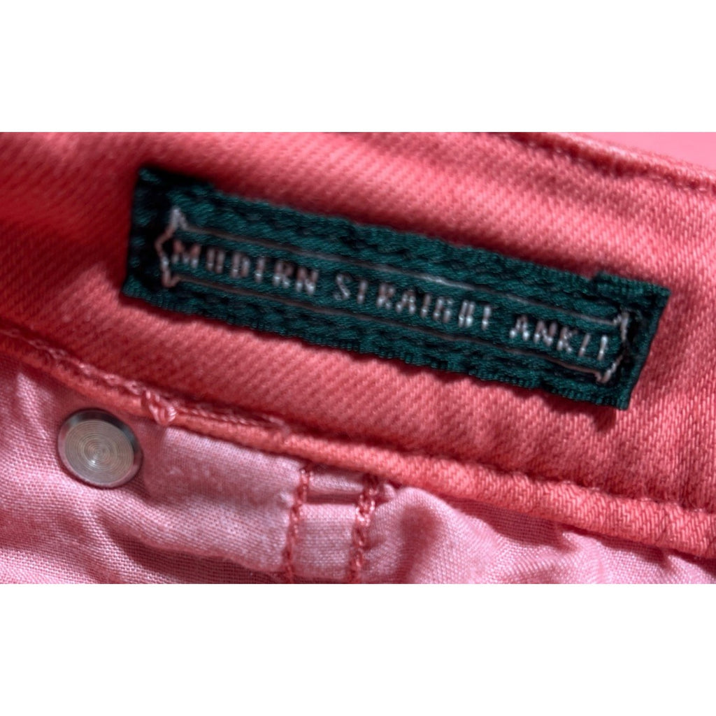LRL Lauren Jeans Co Womens Jeans Modern Straight Ankle Pink Ralph Lauren Size 14