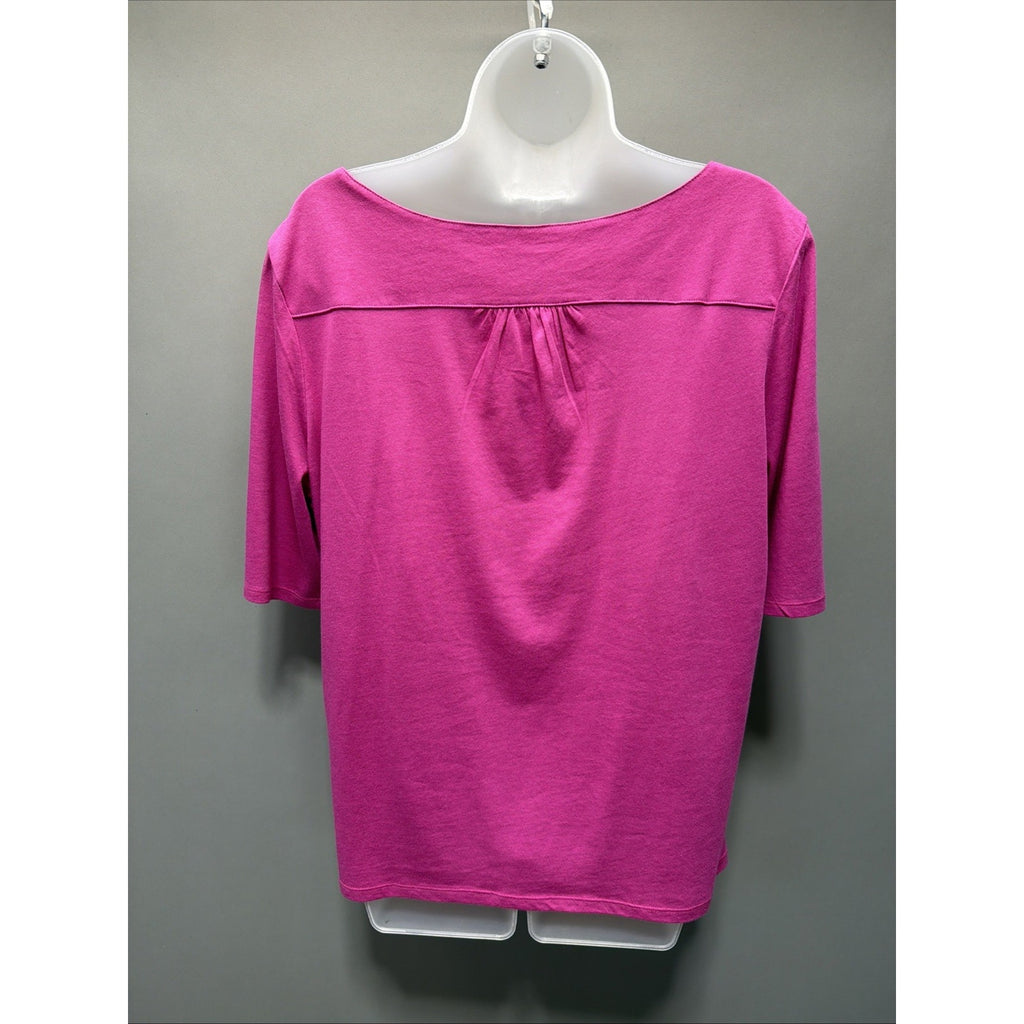 J JILL Womens Size PXL Round-Neck Top Embroidered Cotton Pink New