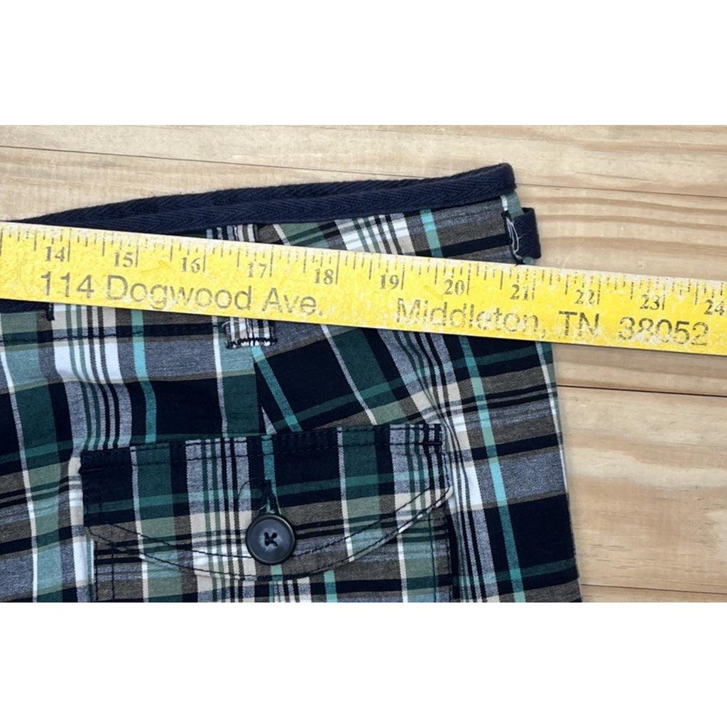 Nwt St Johns Bay Shorts Women's Blue Green Tan Plaid 11” Lightweight 22W