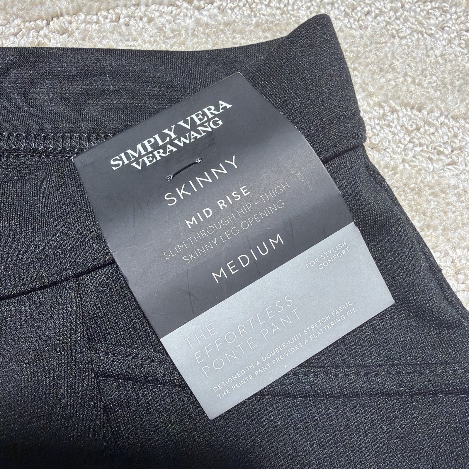 Women's Simply Vera Wang Mid Rise Effortless Skinny Ponte Pants Size Medium