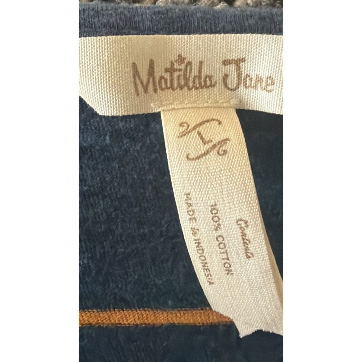 Matilda Jane Womens Size Large Blue/Orange Long Balloon Sleeve Blouse