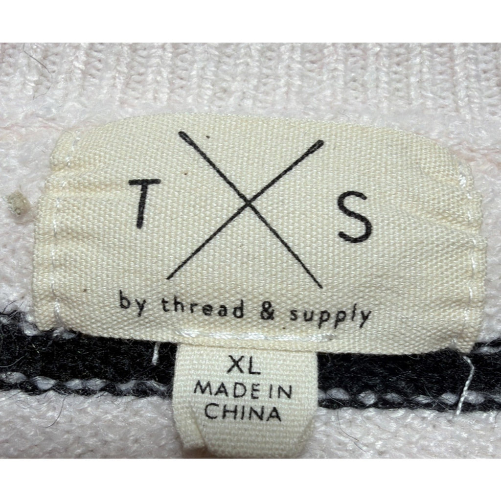 Thread and Supply Women's XL Ivory Black Sweater Knit Crew Neck Stretch . New
