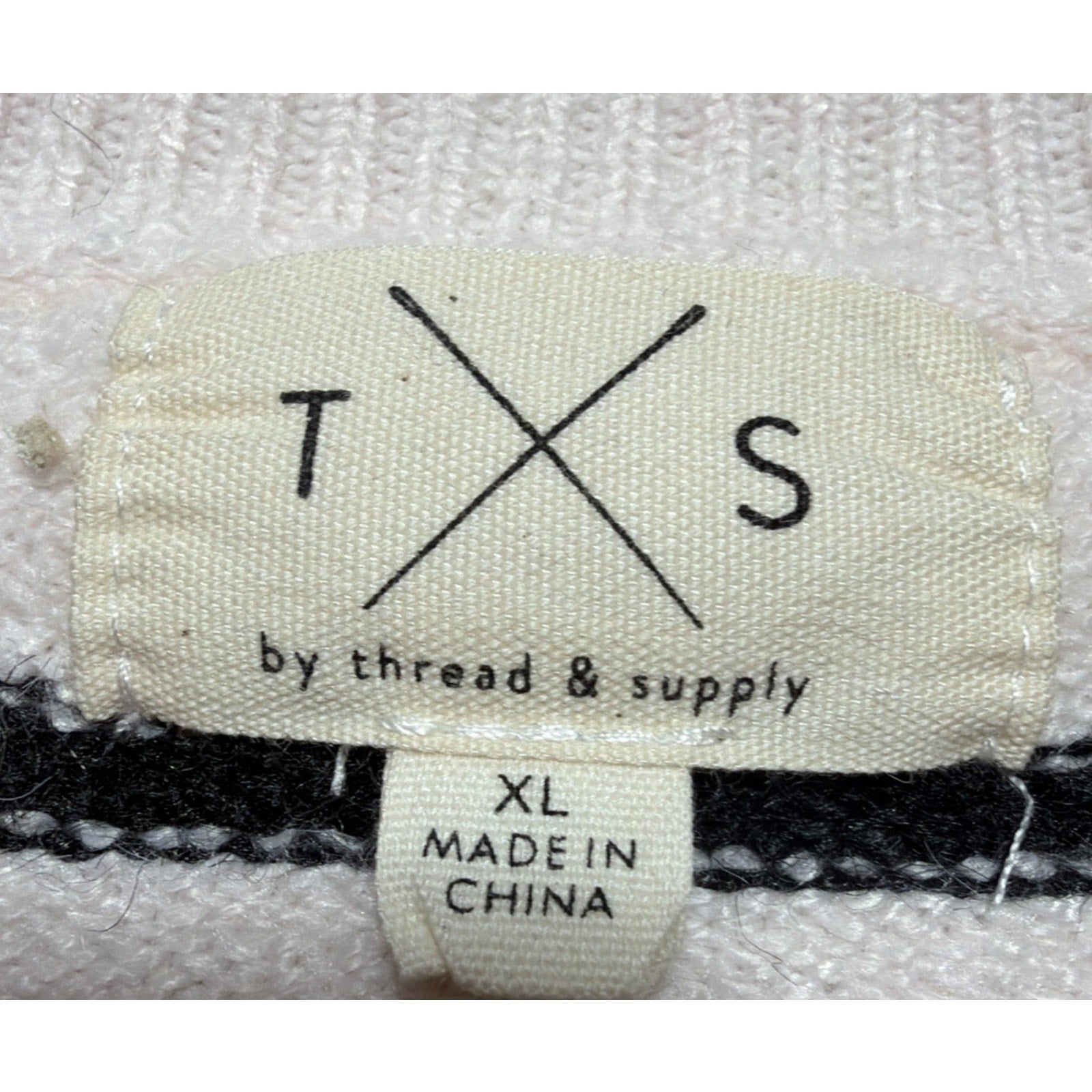 Thread and Supply Women's XL Ivory Black Sweater Knit Crew Neck Stretch . New