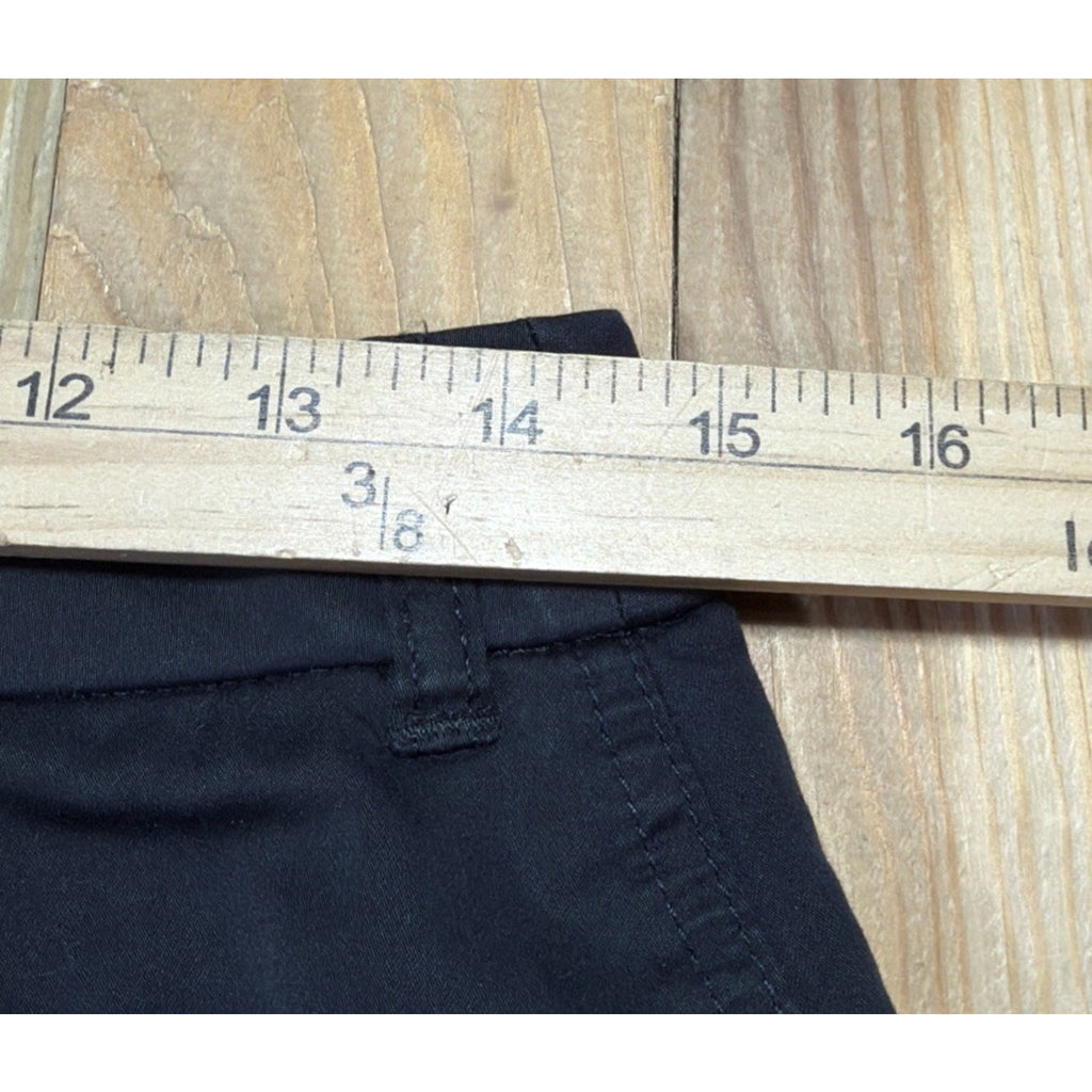 Chico's Womens Bermuda Shorts XS Black Utility Roll Tab Mid Rise Stretch Cotton