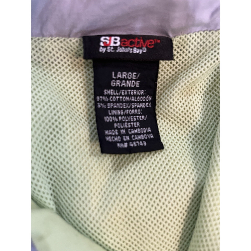 Vtg St. John's Bay Active Lightweight Full Zip Jacket Yellow Pockets Women's L