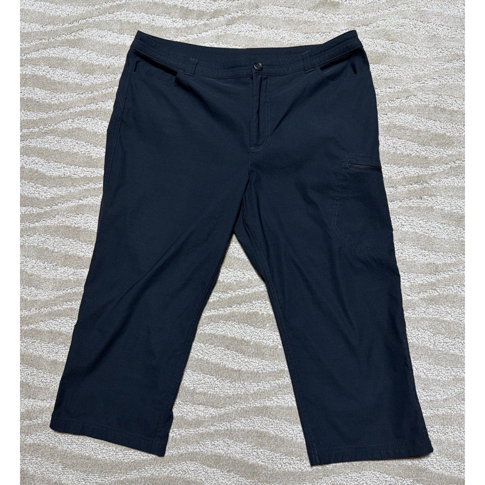 Eddie Bauer Tech Capri Pants Womens 14 Black Nylon Stretch Hiking UPF 50+