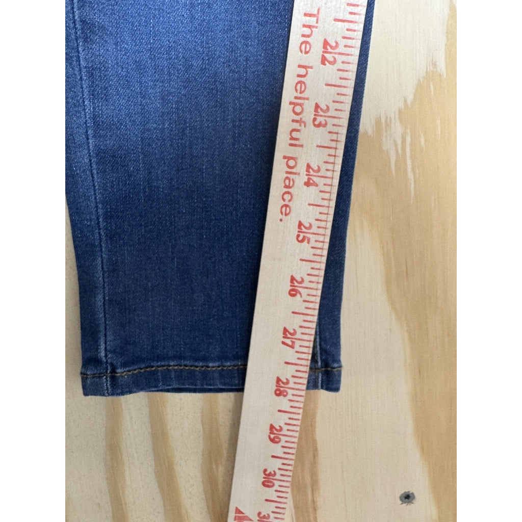 Wax Jean Denim Overalls Womens Small Distressed Skinny Ankle Bib Medium Wash