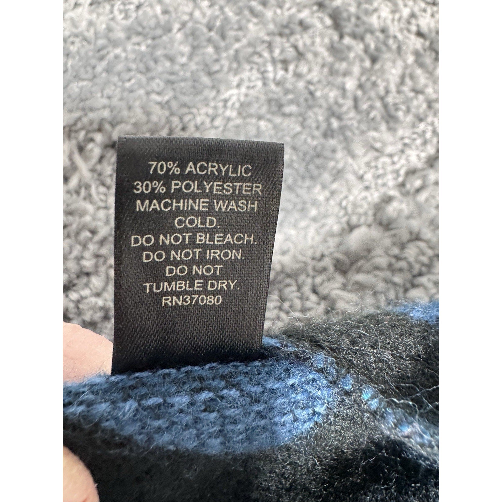 V Poncho Shawl Blue, black, White Chevron (zig-zag) Pattern One Size Fringe