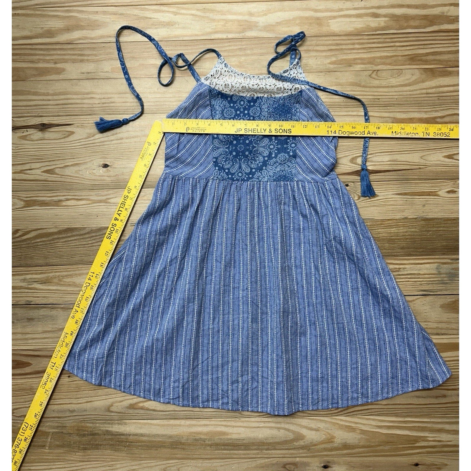 Flying TomatoLace Cami Formal Cocktail Spring Storm Blue Fit & Flare Dress Large