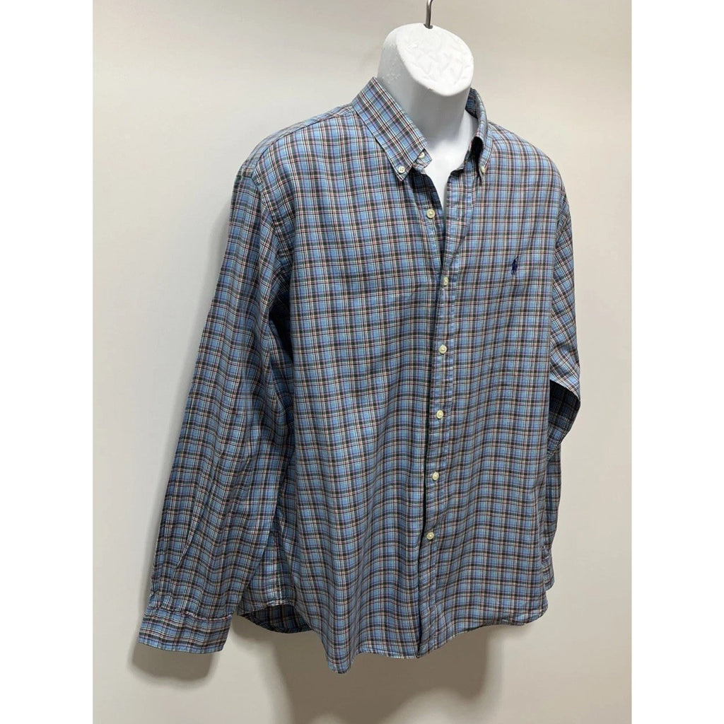 Ralph Lauren Button Down Shirt Long Sleeve Plaid Mens XL