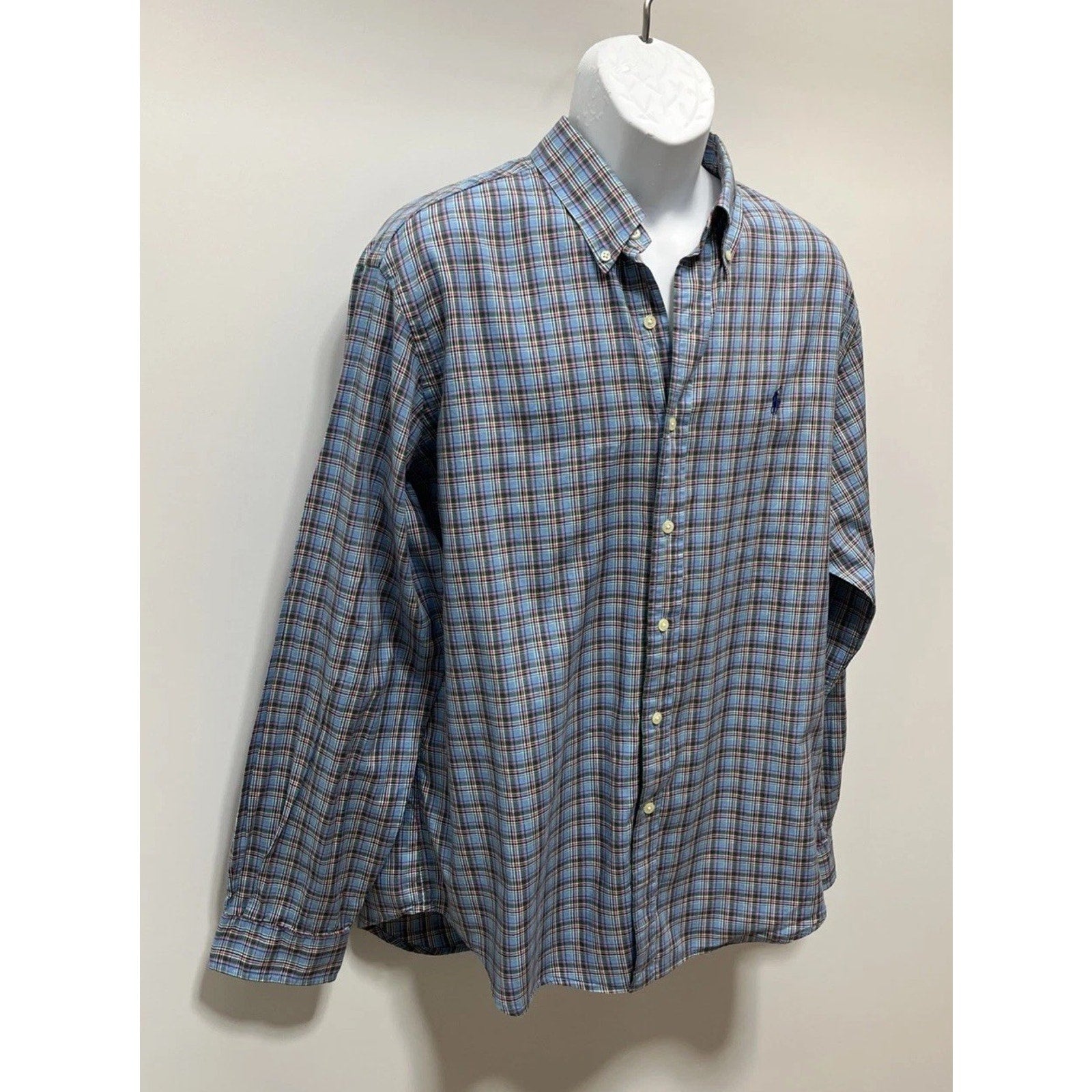 Ralph Lauren Button Down Shirt Long Sleeve Plaid Mens XL