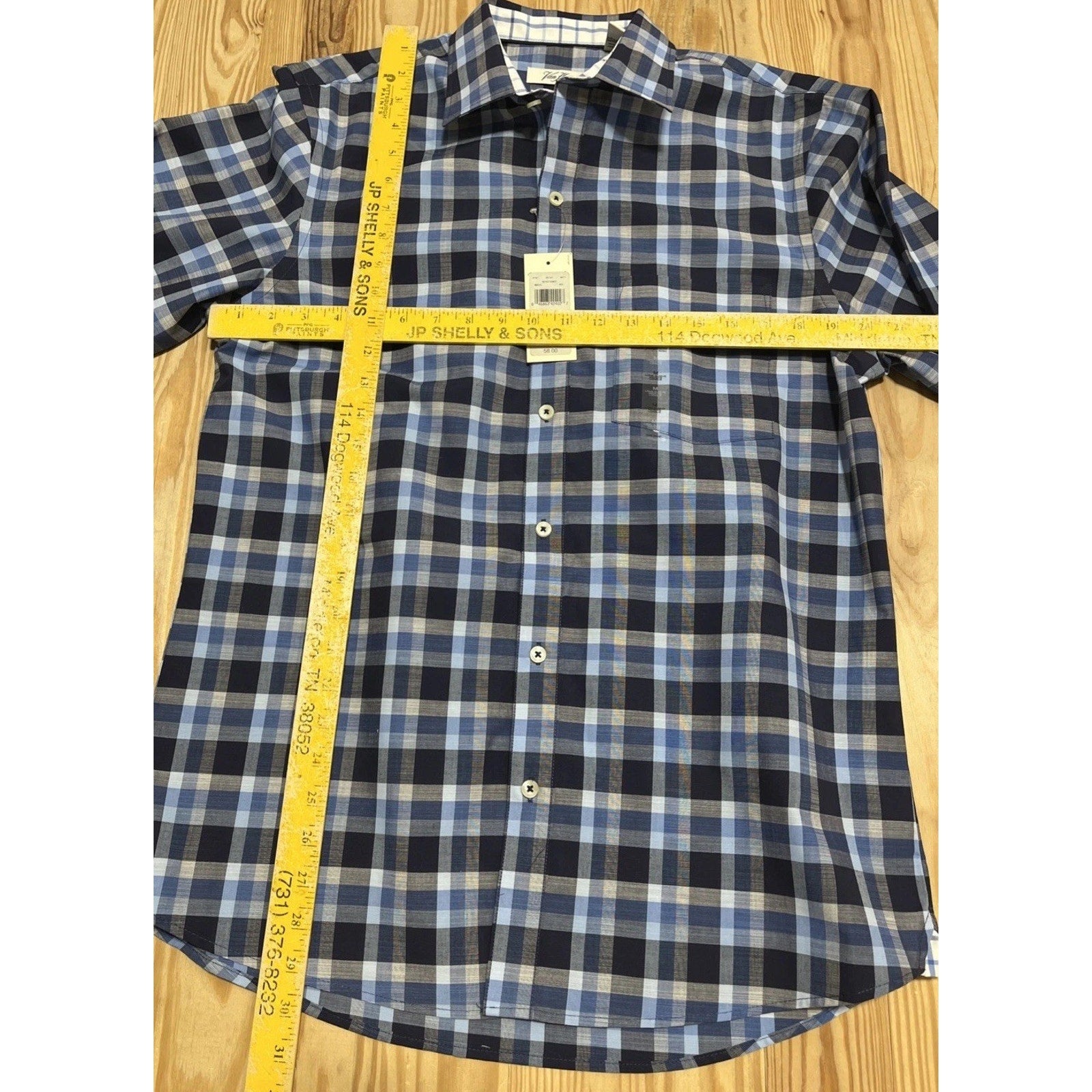 New Van Heusen Men's Slim Fit Dress Shirt Wrinkle Free Long Sleeves Blue M