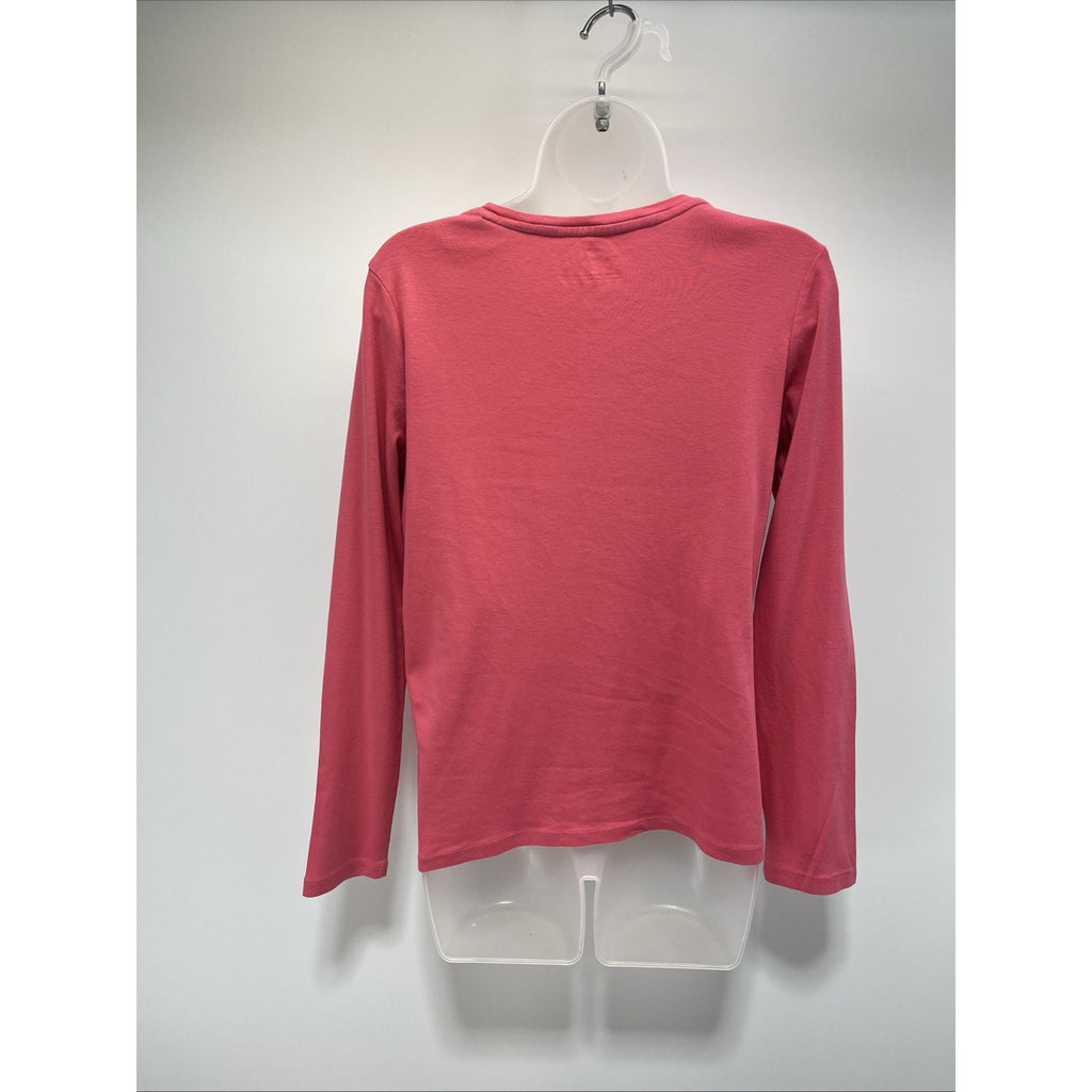 talbots womans pink long sleeve blouse pima cotton size M