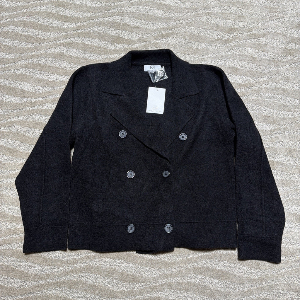 New Magaschoni Black Double Breasted Coat Super Soft Sz L NWT Msrp 88$