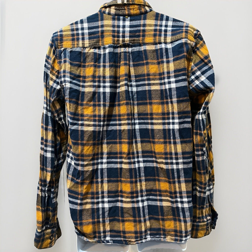 Denim and Flower Flannel Shirt Men's M Blue Yellow Plaid Soft Ricky Singh Casual