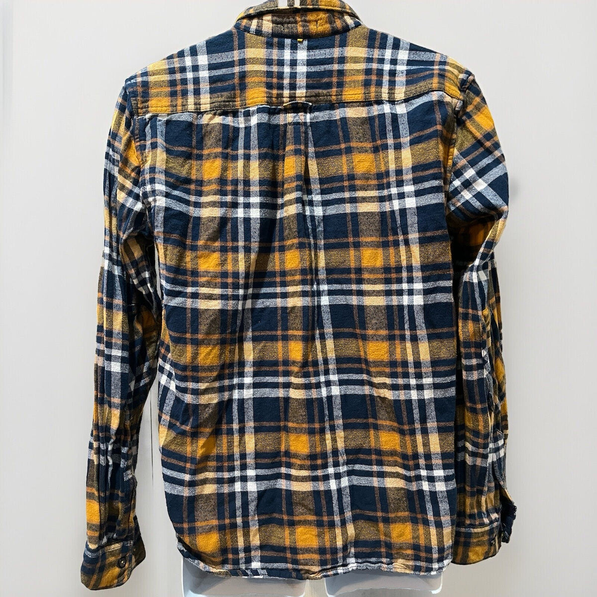 Denim and Flower Flannel Shirt Men's M Blue Yellow Plaid Soft Ricky Singh Casual