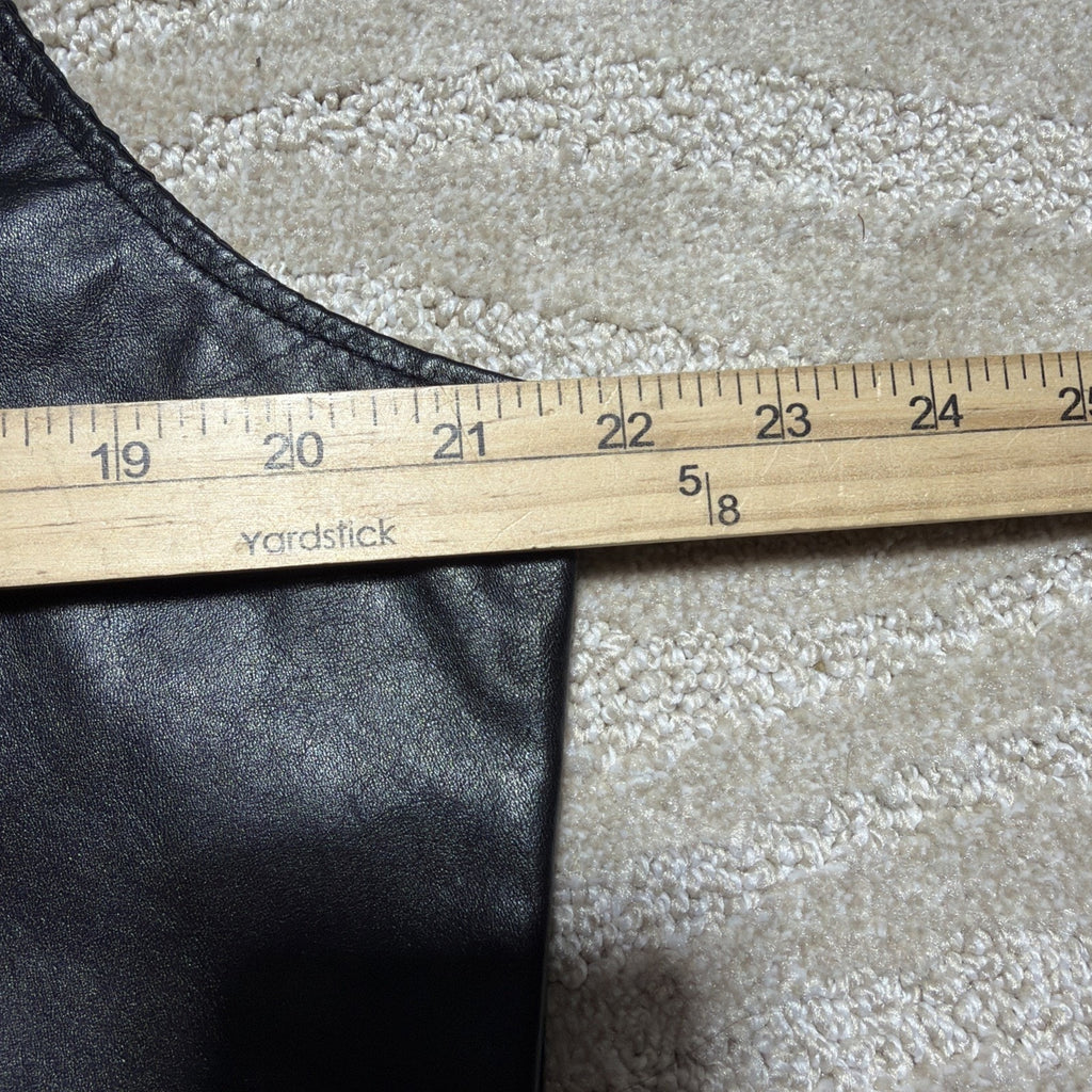 Vtg 70s Sears Leather Vest Mens 44 Black The Leather Shop Western Cowboy Biker