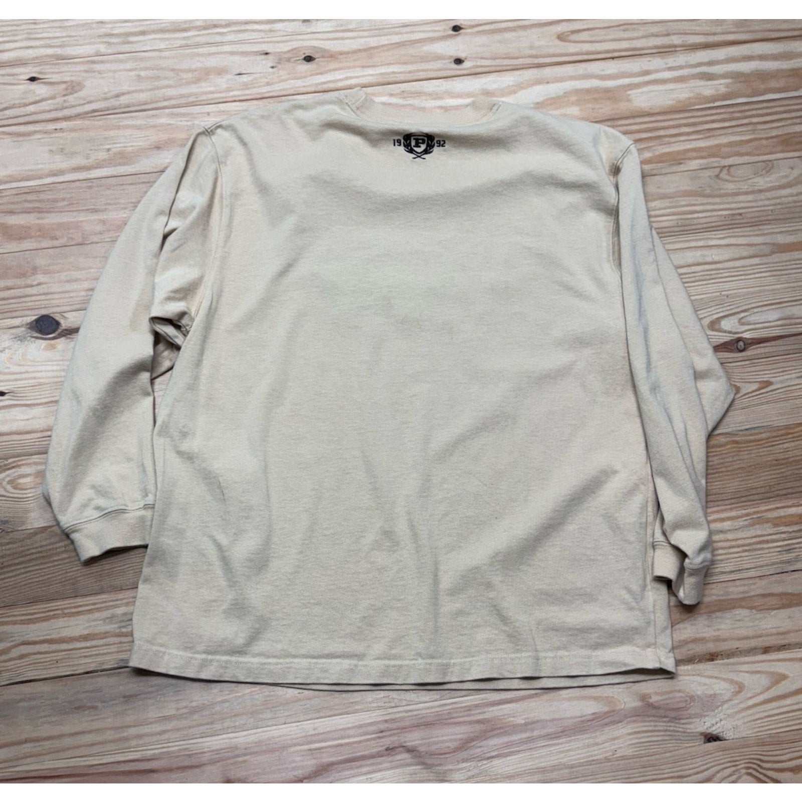 Phat Farm Sweatshirt Mens XL Beige Y2K Spell Out Logo Tee Hip Hop Streetwear