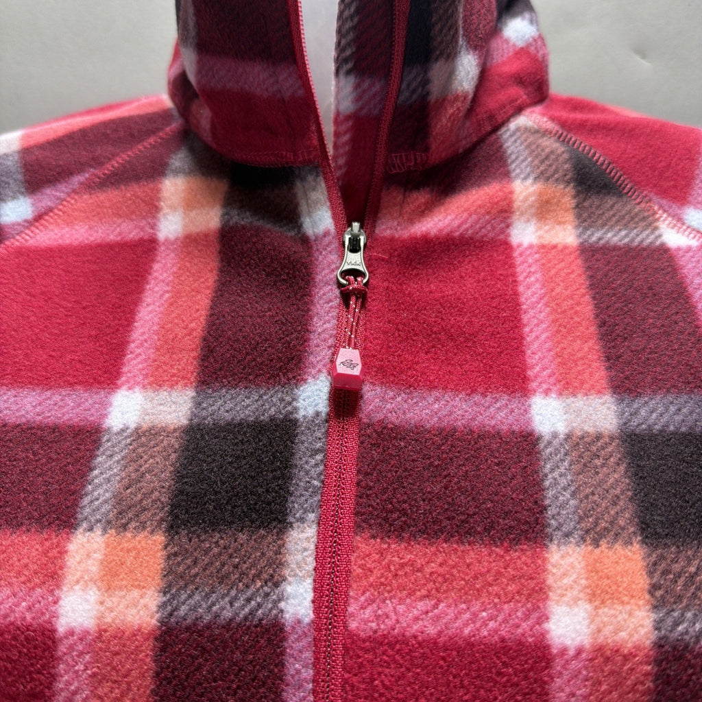 Eddie Bauer Womens L Sweater Fleece Red Plaid 1/4 Zip Pullover Long Sleeve NWOT