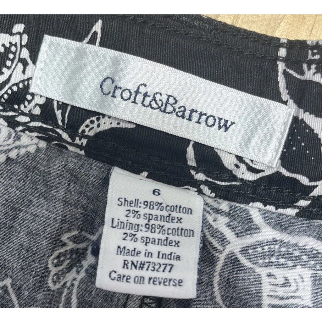 Skort Black White Flowers Shorts Skirt Combo Size 6 Croft & Barrow Women Floral