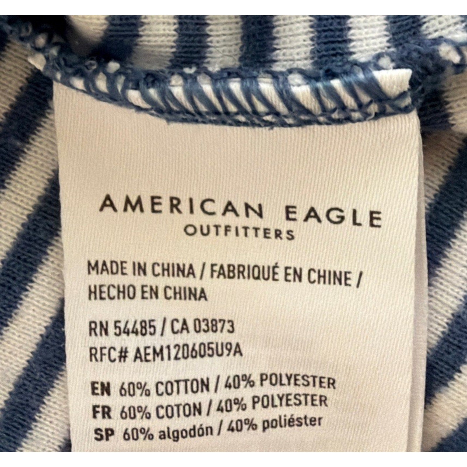 American Eagle blue white striped Cropped T-shirt women’s Large