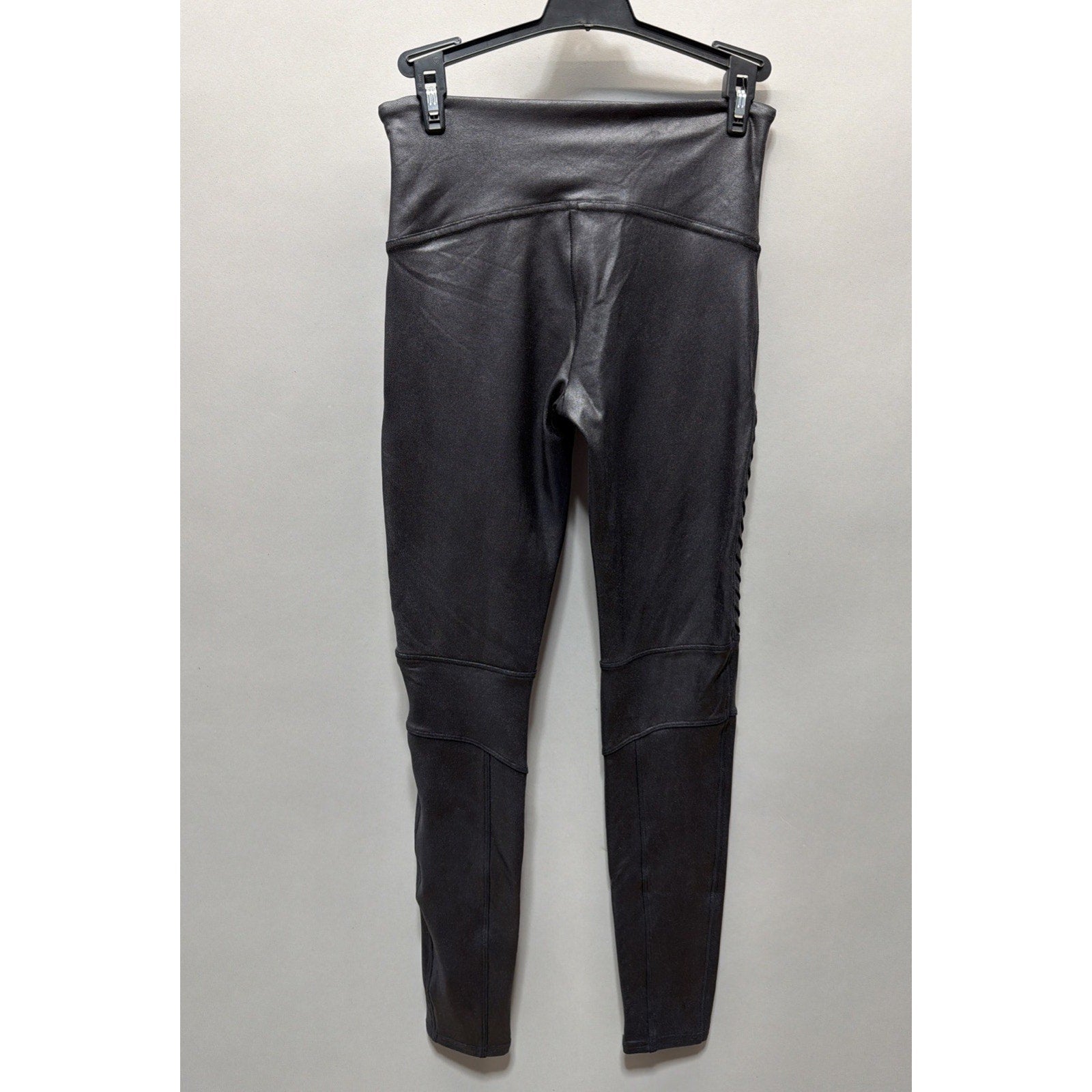 Spanx Faux Leather Moto Skinny Shaping Leggings Medium M Pants Very Black
