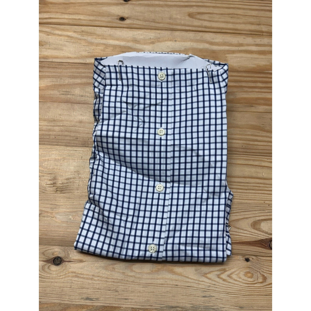 Peter Millar Crown Soft Cotton Silk White Blue Plaid Shirt Men’s Small NWT