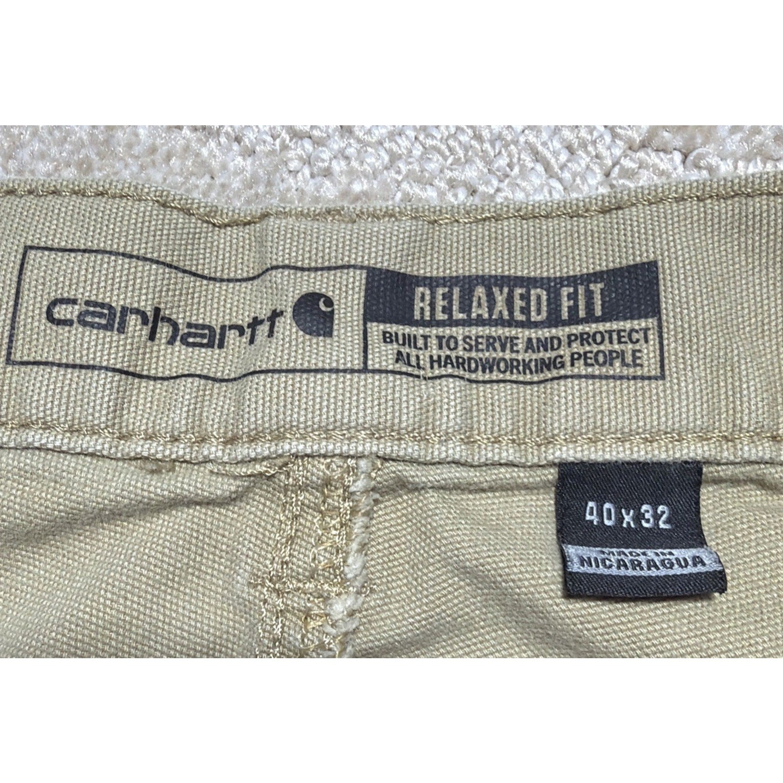 Carhartt Men's Rugged Flex Relaxed Fit Biege Canvas Work Pants Size 40x32