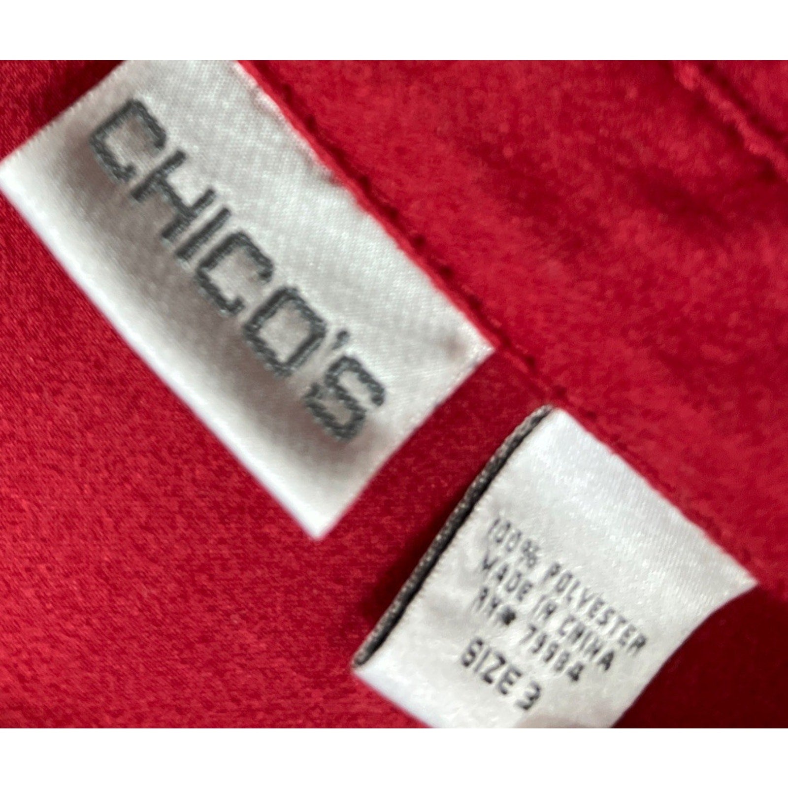 CHICO'S Shacket Women 3 Red Button Up L/S Sueded Boxy Side & Back Slits Top