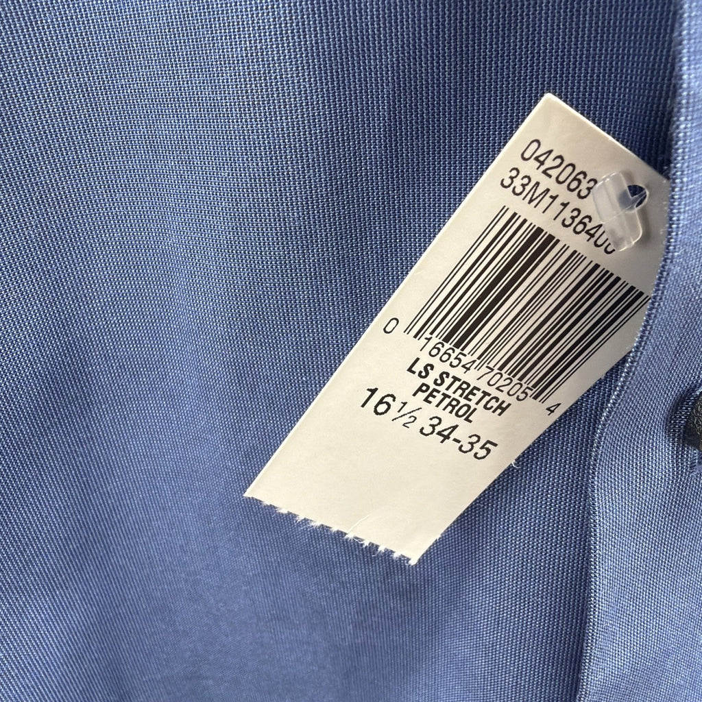 Calvin Klein Dress Shirt Mens 16.5 34/35 Blue Stretch Button Up Long Sleeve NWT
