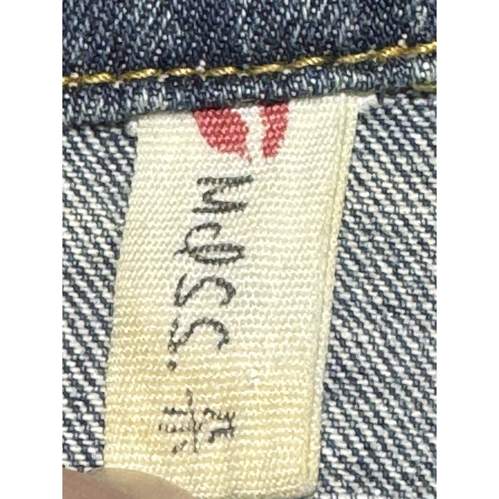 Crane Embroidered Blue Button-up Denim Jacket Destressed Detailing Women’s L