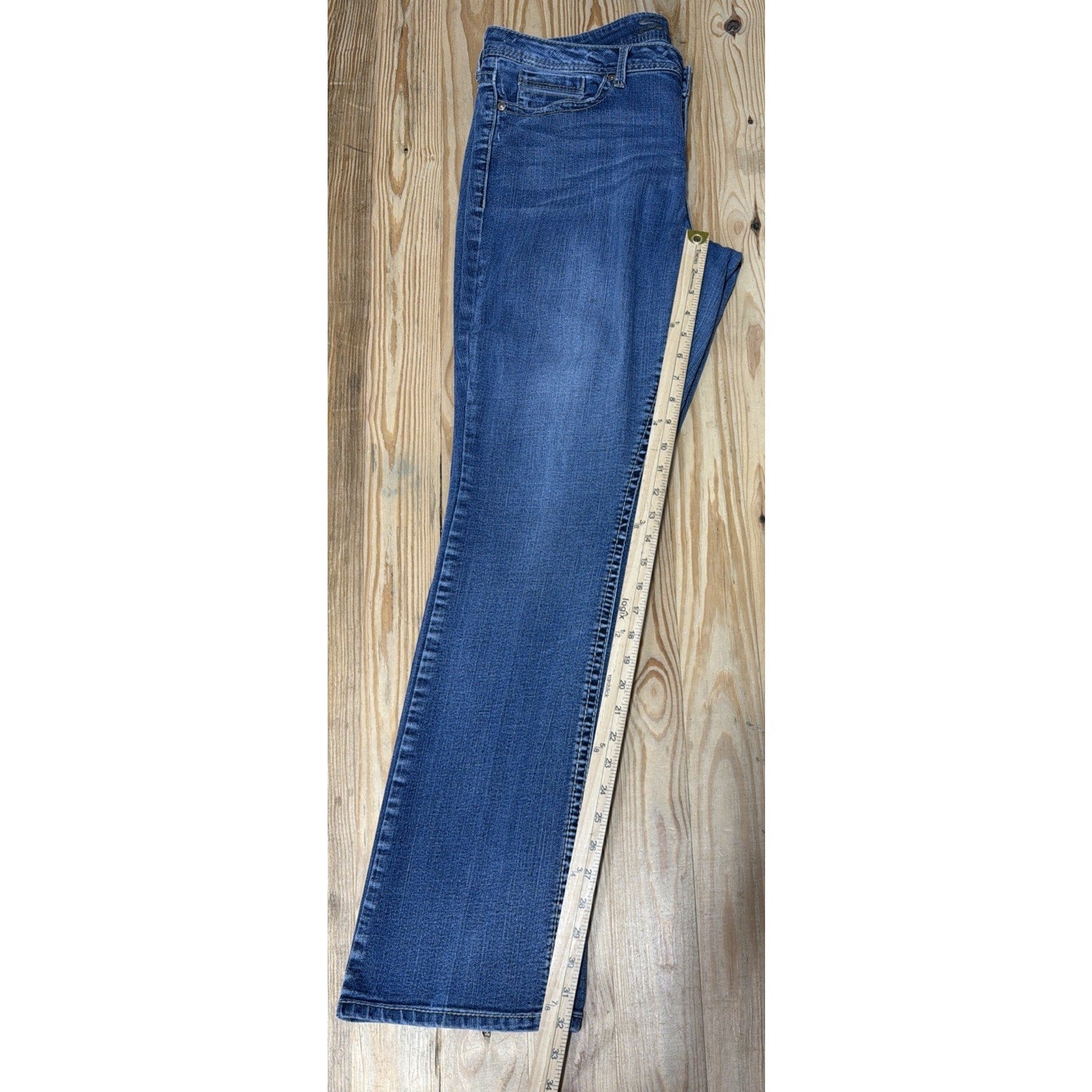 Seven 7 Blue Slim Boot Cut Thick Stitch Jeans Stretch Denim Women's 14 36x32