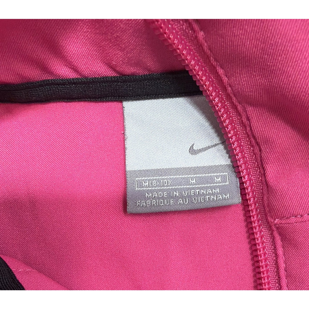 NIKE ATHLETIC FULL ZIP L/S TRACK JACKET WOMENS MEDIUM PINK FRONT POCKETS LOGO