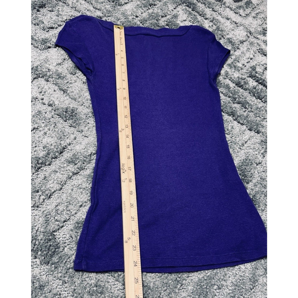 Express Purple Scoop Neck Crop Short Sleeve Pima Cotton Top Women’s Size XS