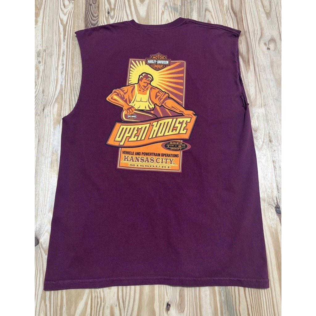 Harley Davidson open house kansas city Missouri 2007 Cut Off Sleeve T Shirt L