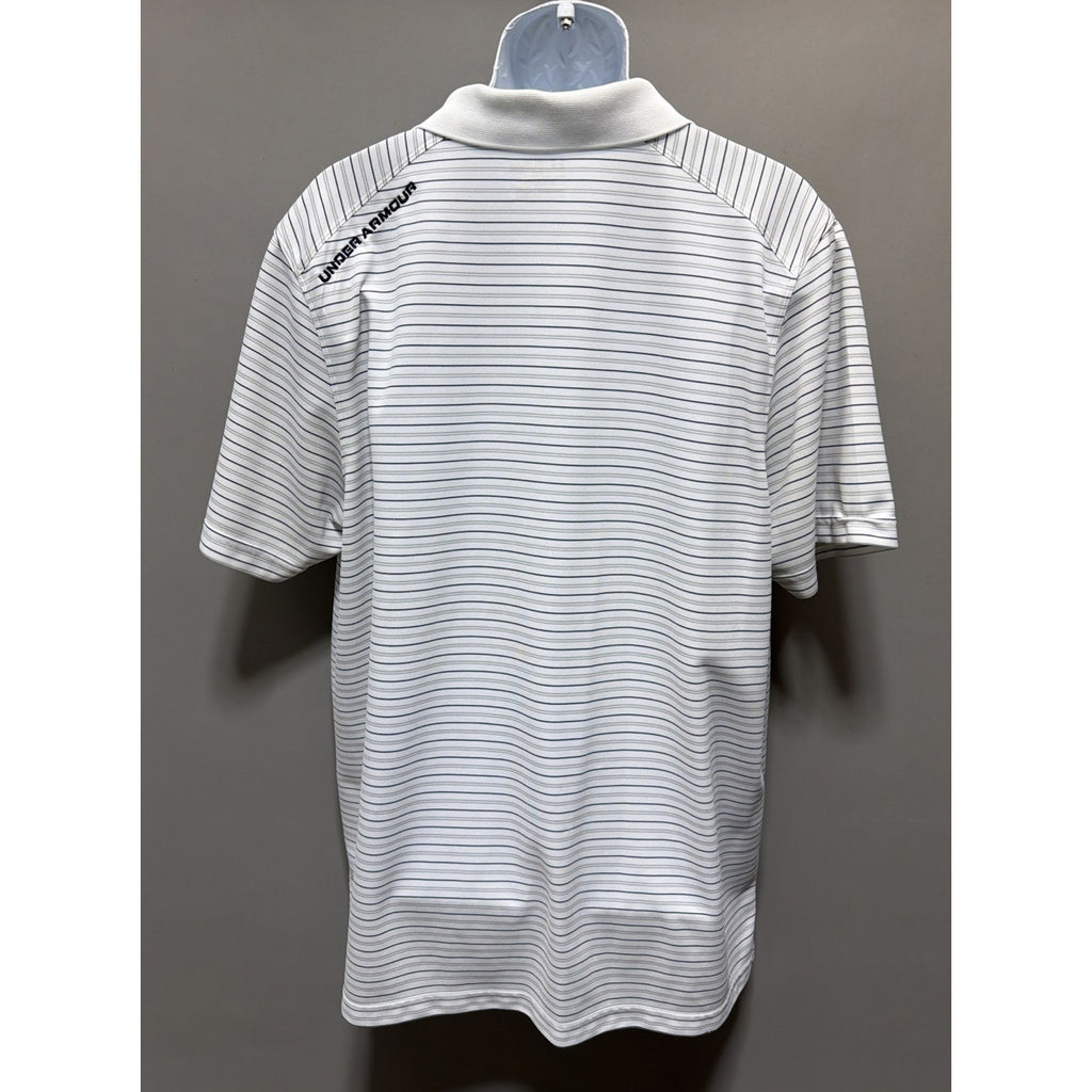 Men's Under Armour Playoff Polo Shirt White Striped Size 2XL