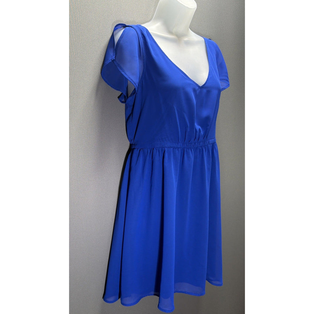 Express summer royal blue Lined Mini Baby Doll dress Size Small