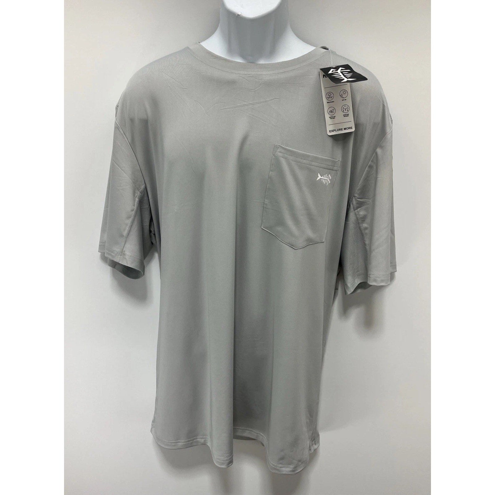 Bassdash Mens UPF 50+ Short Sleeve Fishing Shirt Gray Size 2xL
