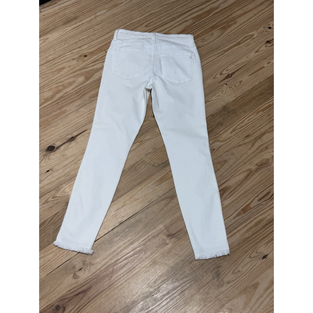 MADEWELL 10" High Rise Skinny Crop White Button-Fly Frayed Hem Jeans Size 26