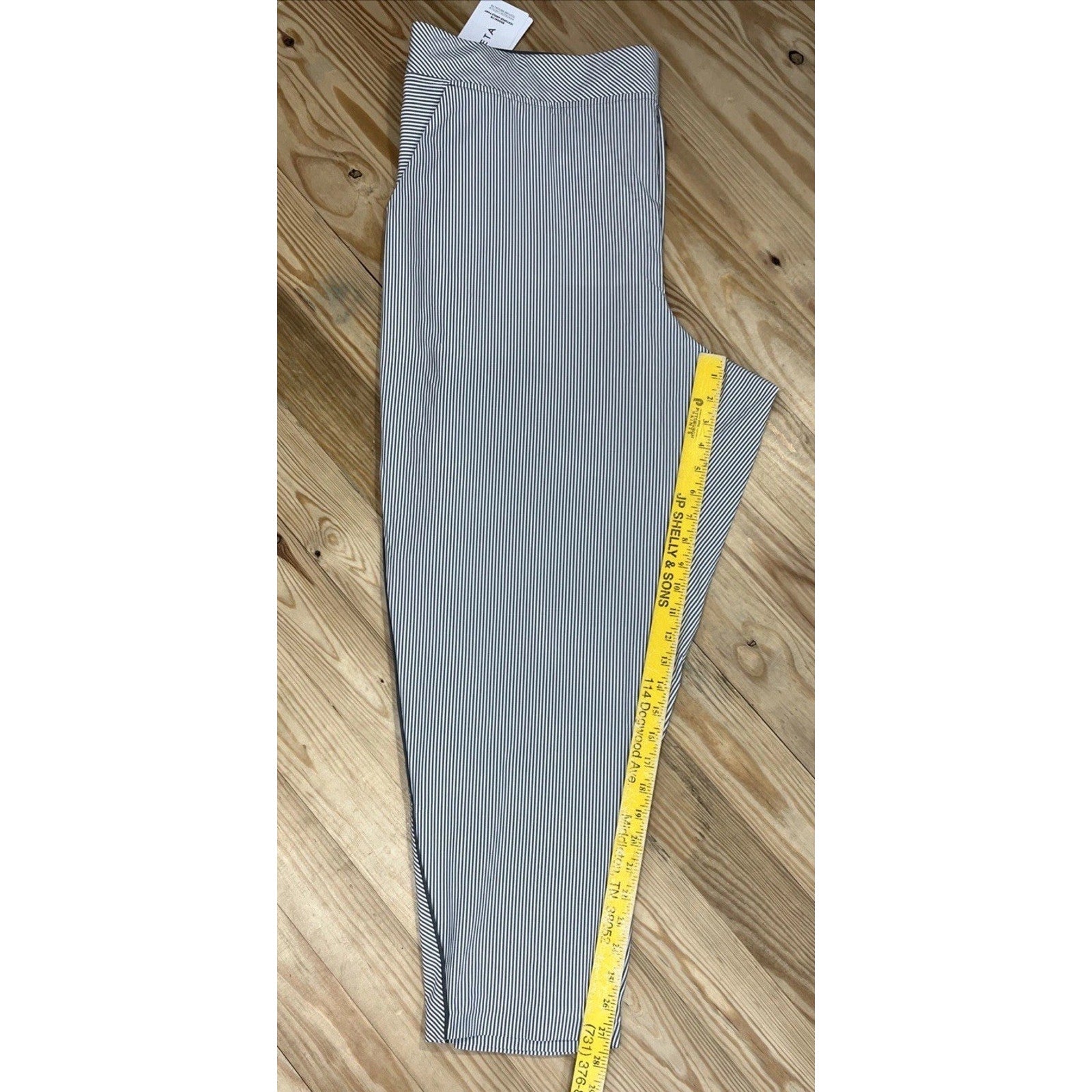 Athleta Brooklyn Textured Ankle Pants Women Size 22 City Stripe Gray/White