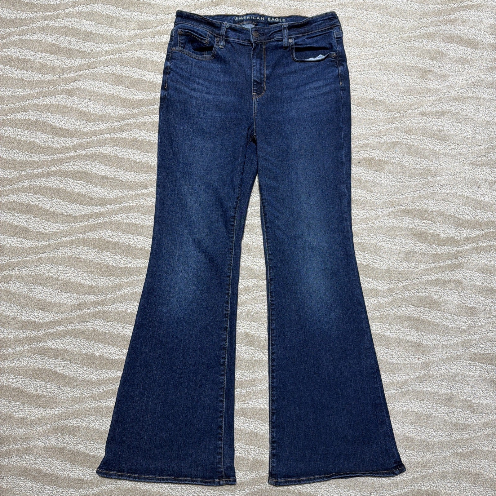 American Eagle Super Stretch Super High Rise Flare Denim Jeans Women Sz 12 31x31