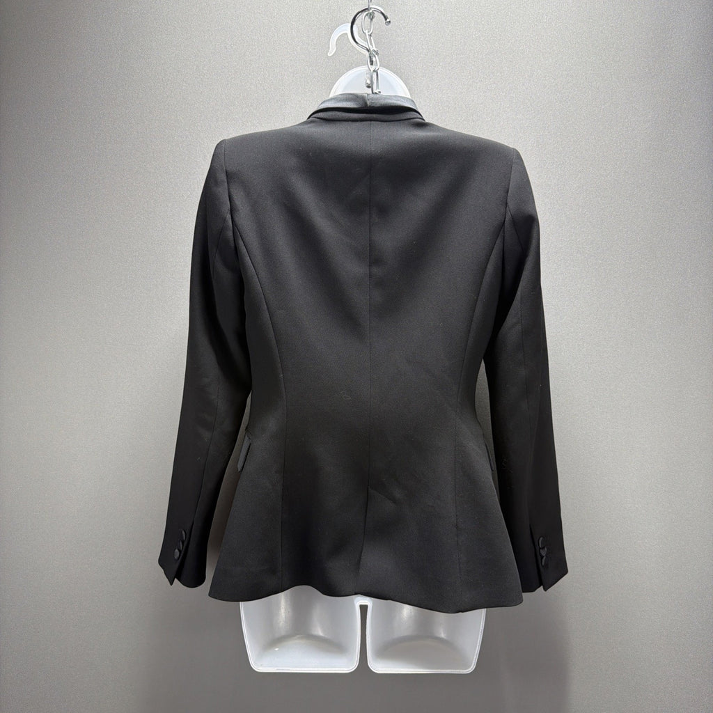 ZARA WOMENS S NEW DINNER JACKET BLAZER SATIN EFFECT TUXEDO COLLAR 8411/791 BLACK