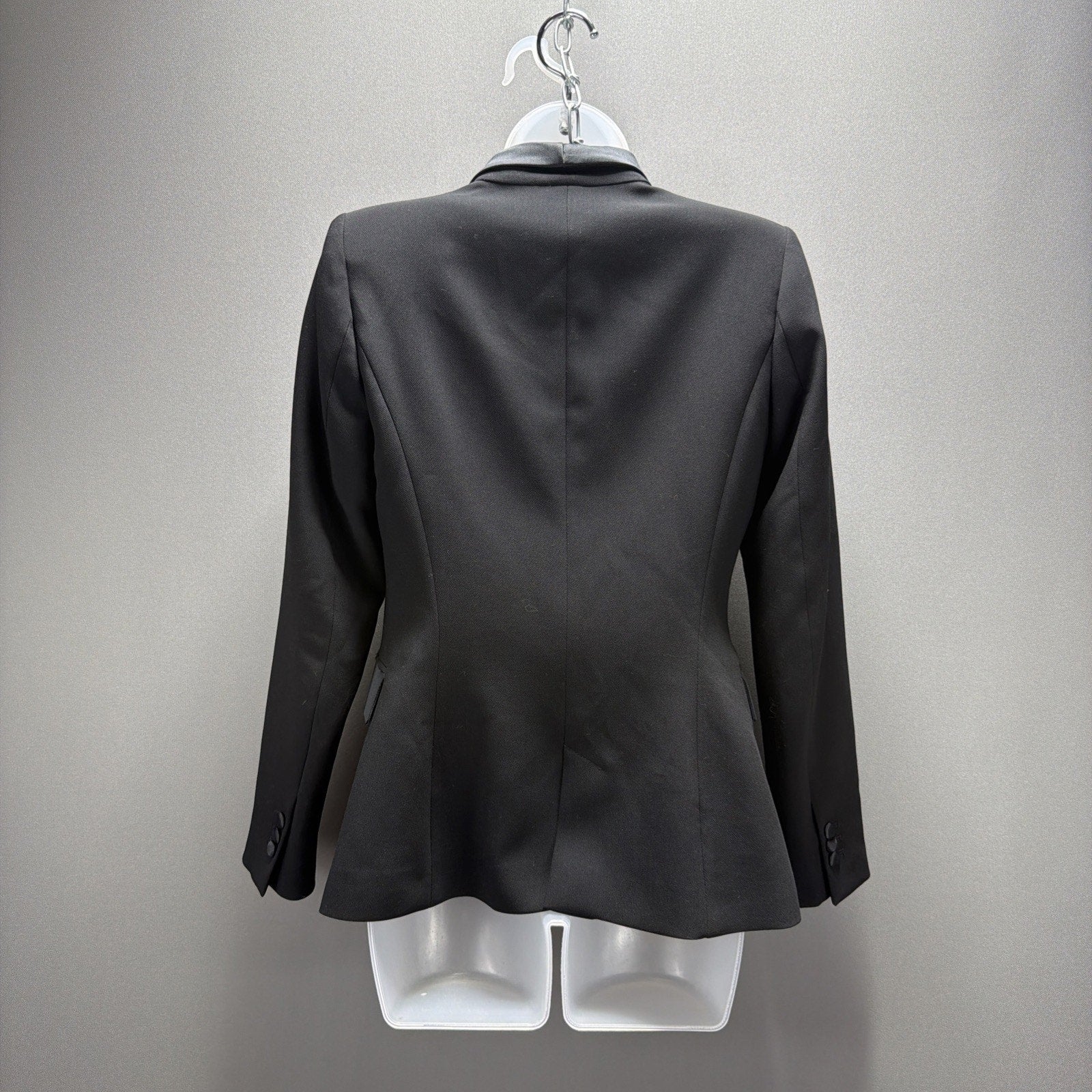 ZARA WOMENS S NEW DINNER JACKET BLAZER SATIN EFFECT TUXEDO COLLAR 8411/791 BLACK